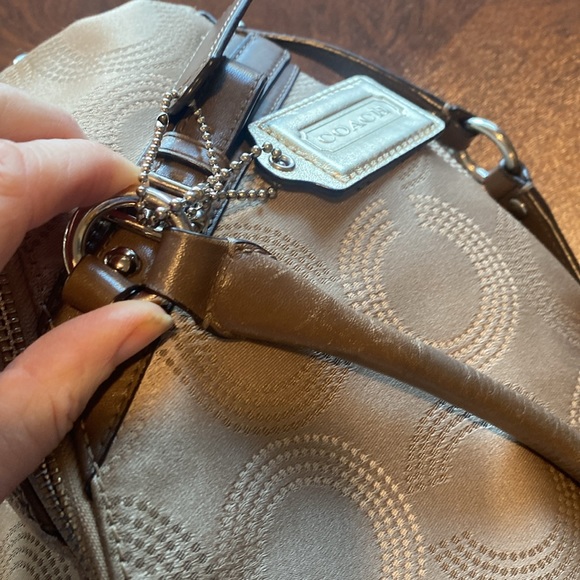 Coach Madison Op Art cream & beige with brown trim Large Sophia Satchel F159057 - Picture 10 of 14